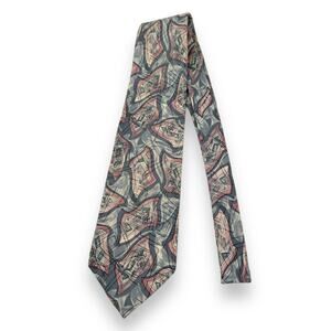 Christian Dior Monsieur tie geometric print all silk gray pink squares